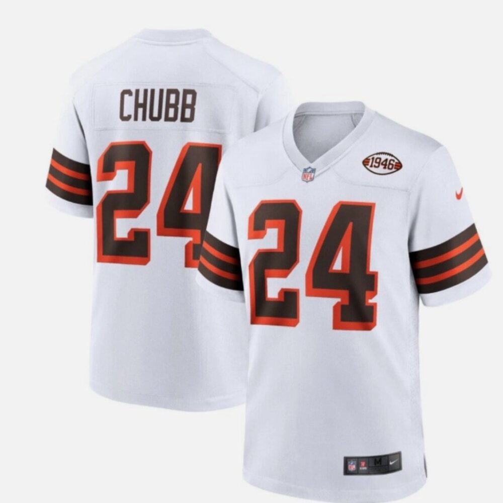 Nike Cleveland Browns Jersey 2XL Chubb 24 1946 Collection On Field NFL Game NWT